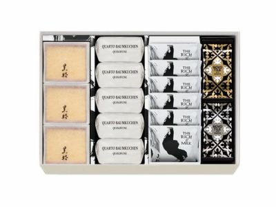 黒船カステラbebe(3個)・クアルトバウム(5個)・ザ リッチ アンド ミルク(6枚)・ノボタイル(12枚)の詰め合わせ