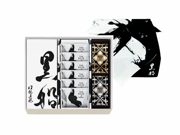 黒船カステラ・ザ リッチ アンド ミルク(6枚)・ノボタイル(12枚)の詰め合わせ(風呂敷包み)