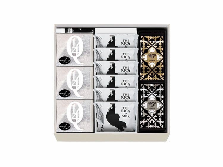 クアルトバウム ショコラ(3個)・ザ リッチ アンド ミルク(6枚)・ノボタイル(12枚)の詰め合わせ